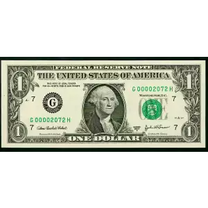 $1 2003-A. Green seal. Small Size $1 Federal Reserve Notes 1931-G