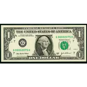 $1 2003-A. Green seal. Small Size $1 Federal Reserve Notes 1931-G