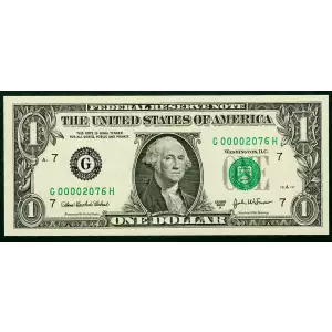 $1 2003-A. Green seal. Small Size $1 Federal Reserve Notes 1931-G