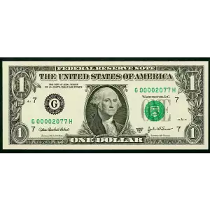 $1 2003-A. Green seal. Small Size $1 Federal Reserve Notes 1931-G