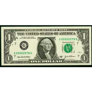 $1 2003-A. Green seal. Small Size $1 Federal Reserve Notes 1931-G