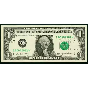 $1 2003-A. Green seal. Small Size $1 Federal Reserve Notes 1931-G