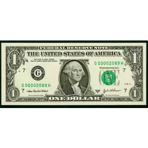 $1 2003-A. Green seal. Small Size $1 Federal Reserve Notes 1931-G