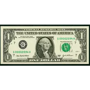 $1 2003-A. Green seal. Small Size $1 Federal Reserve Notes 1931-G