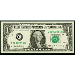 $1 2003-A. Green seal. Small Size $1 Federal Reserve Notes 1931-G