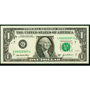 $1 2003-A. Green seal. Small Size $1 Federal Reserve Notes 1931-G