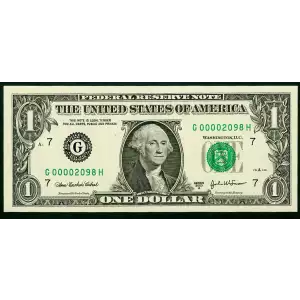 $1 2003-A. Green seal. Small Size $1 Federal Reserve Notes 1931-G