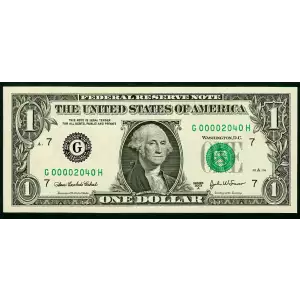 $1 2003-A. Green seal. Small Size $1 Federal Reserve Notes 1931-G