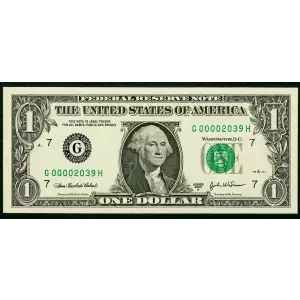 $1 2003-A. Green seal. Small Size $1 Federal Reserve Notes 1931-G