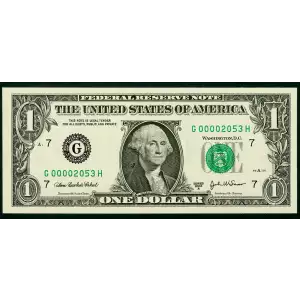 $1 2003-A. Green seal. Small Size $1 Federal Reserve Notes 1931-G