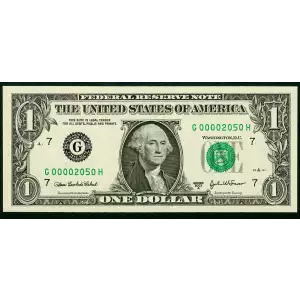 $1 2003-A. Green seal. Small Size $1 Federal Reserve Notes 1931-G