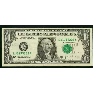 $1 2003-A. Green seal. Small Size $1 Federal Reserve Notes 1931-L