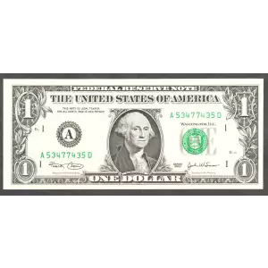 $1 2003 Green seal. Small Size $1 Federal Reserve Notes 1928-A