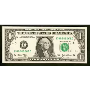 $1 2003 Green seal. Small Size $1 Federal Reserve Notes 1928-E