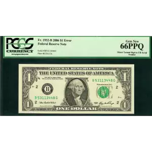 $1 2006 Green seal. Small Size $1 Federal Reserve Notes 1932-B