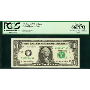 $1 2006 Green seal. Small Size $1 Federal Reserve Notes 1932-B