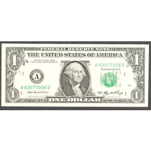 $1 2006 Green seal. Small Size $1 Federal Reserve Notes 1933-A