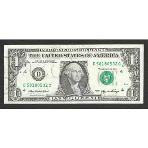 $1 2006 Green seal. Small Size $1 Federal Reserve Notes 1933-D