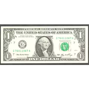 $1 2006 Green seal. Small Size $1 Federal Reserve Notes 1933-G