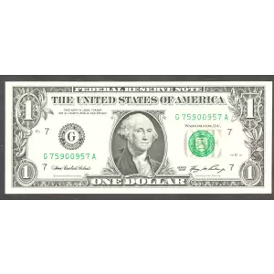 $1 2006 Green seal. Small Size $1 Federal Reserve Notes 1933-G