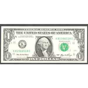 $1 2006 Green seal. Small Size $1 Federal Reserve Notes 1933-K