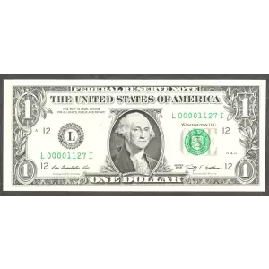 $1 2009 Green seal. Small Size $1 Federal Reserve Notes 1934-L