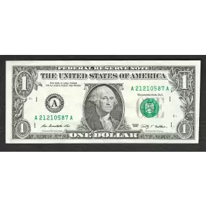 $1 2009 Green seal. Small Size $1 Federal Reserve Notes 3000-A