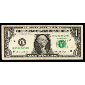 $1 2013 Green seal. Small Size $1 Federal Reserve Notes 3001-H