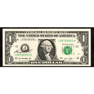 $1 2013 Green seal. Small Size $1 Federal Reserve Notes 3001-J