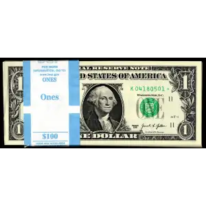 $1 2021 STAR PACK - Dallas 100 Consecutive Stars in Original BEP Strap GEM