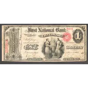 $1 Original Red with rays, blue serial no. First Charter Period 380
