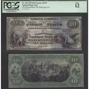 $10 1875 Red with scallops First Charter Period 416