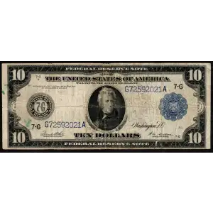 $10 1914 Blue Seal Federal Reserve Notes 931A