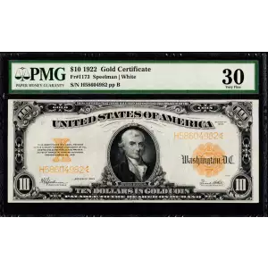 $10 1922 Gold Gold Certificates 1173