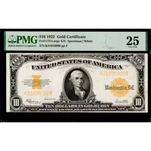 $10 1922 Gold Gold Certificates 1173