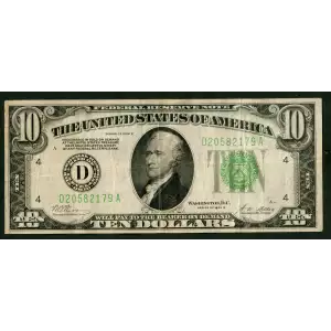 $10 1928-B. Exists with both light and dark Green seals Small Size $10 Federal Reserve Notes 2002-D (2)