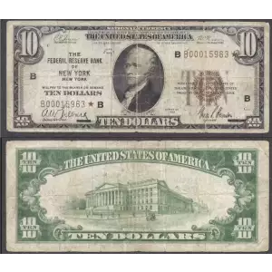 $10 1929 brown seal Small Federal Reserve Bank Notes 1860-B*