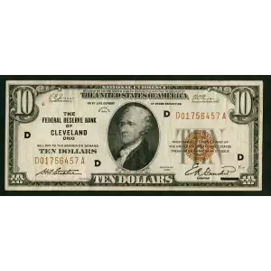 $10 1929 brown seal Small Federal Reserve Bank Notes 1860-D