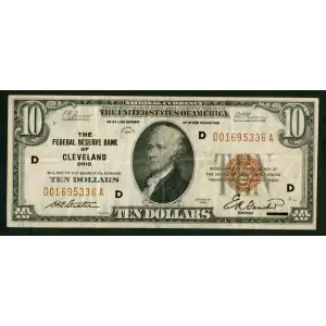 $10 1929 brown seal Small Federal Reserve Bank Notes 1860-D