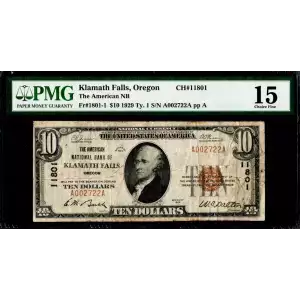 $10 1929 small brown seal. Small National Bank Notes 1801-1