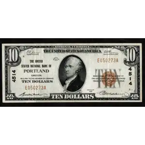 $10 1929 small brown seal. Small National Bank Notes 1801-1