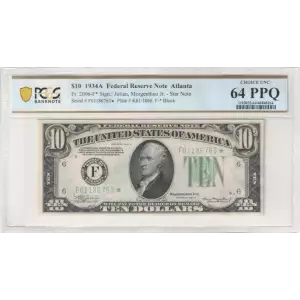 $10 1934-A.  Small Size $10 Federal Reserve Notes 2006-F*