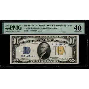 $10 1934-A yellow seal Emergency Notes Issued During WW2 2309