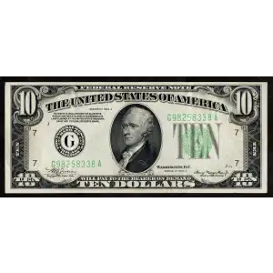 $10 1934 blue-Green seal. Small Size $10 Federal Reserve Notes 2005-G (2)
