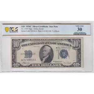 $10 1934-C blue seal. Small Silver Certificates 1704* (2)