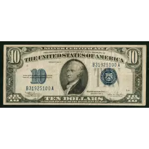 $10 1934-C blue seal. Small Silver Certificates 1704