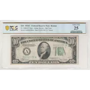 $10 1934-C.  Small Size $10 Federal Reserve Notes 2008-A* (2)