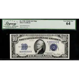 $10 1934-D blue seal. Small Silver Certificates 1705