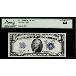 $10 1934-D blue seal. Small Silver Certificates 1705