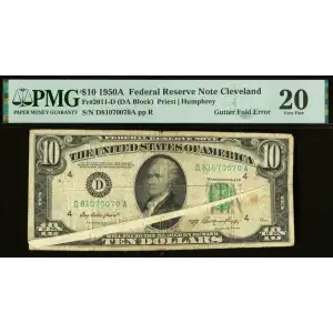 $10 1950-A.  Small Size $10 Federal Reserve Notes 2011-D